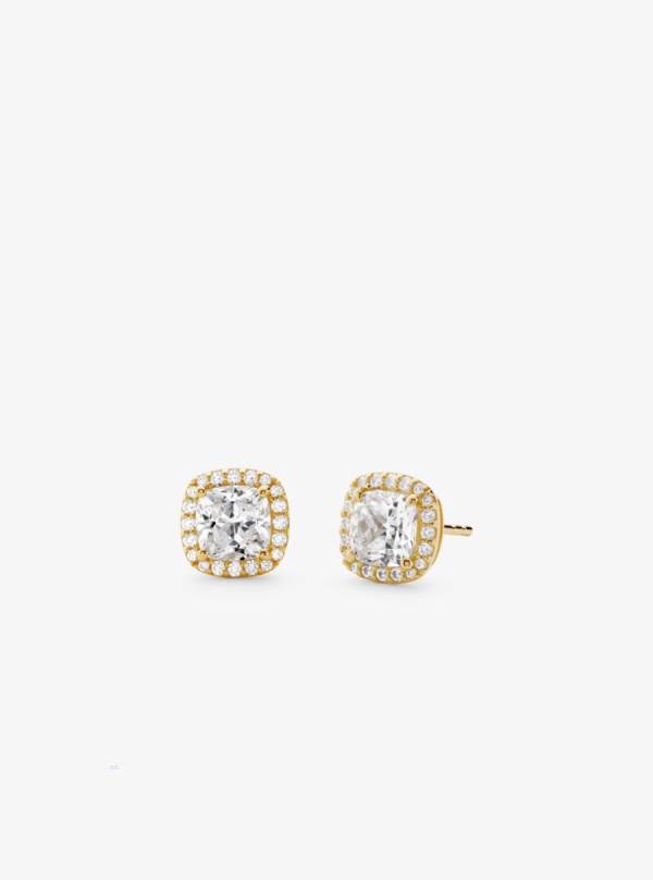 Damske Nausnice Michael Kors Precious Metal-Plated Sterling Silver Pavé Stud Zlate - Šperky Michael Kors Levně | WEXBL-5247